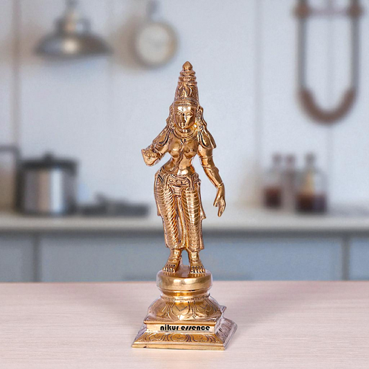 Panchaloha Meenakshi Maa Blessing standing Idol - 9 Inches Nikuressence