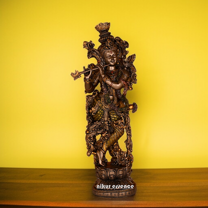 Beautiful Krishna God Playing Flute standing Resin idol - 14 Inches Nikuressence