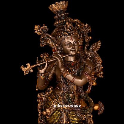 Beautiful Krishna God Playing Flute standing Resin idol - 14 Inches Nikuressence