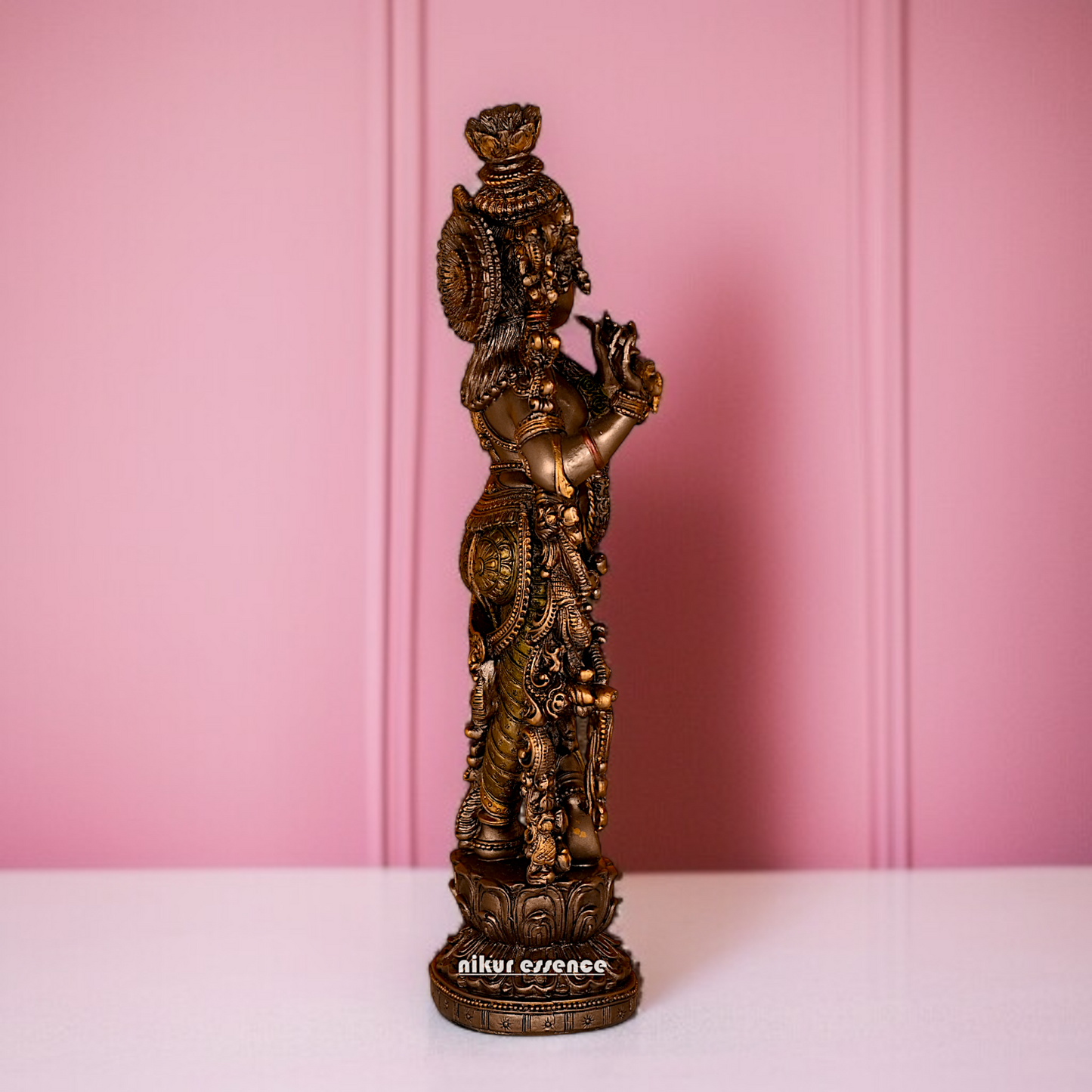 Beautiful Krishna God Playing Flute standing Resin idol - 14 Inches Nikuressence