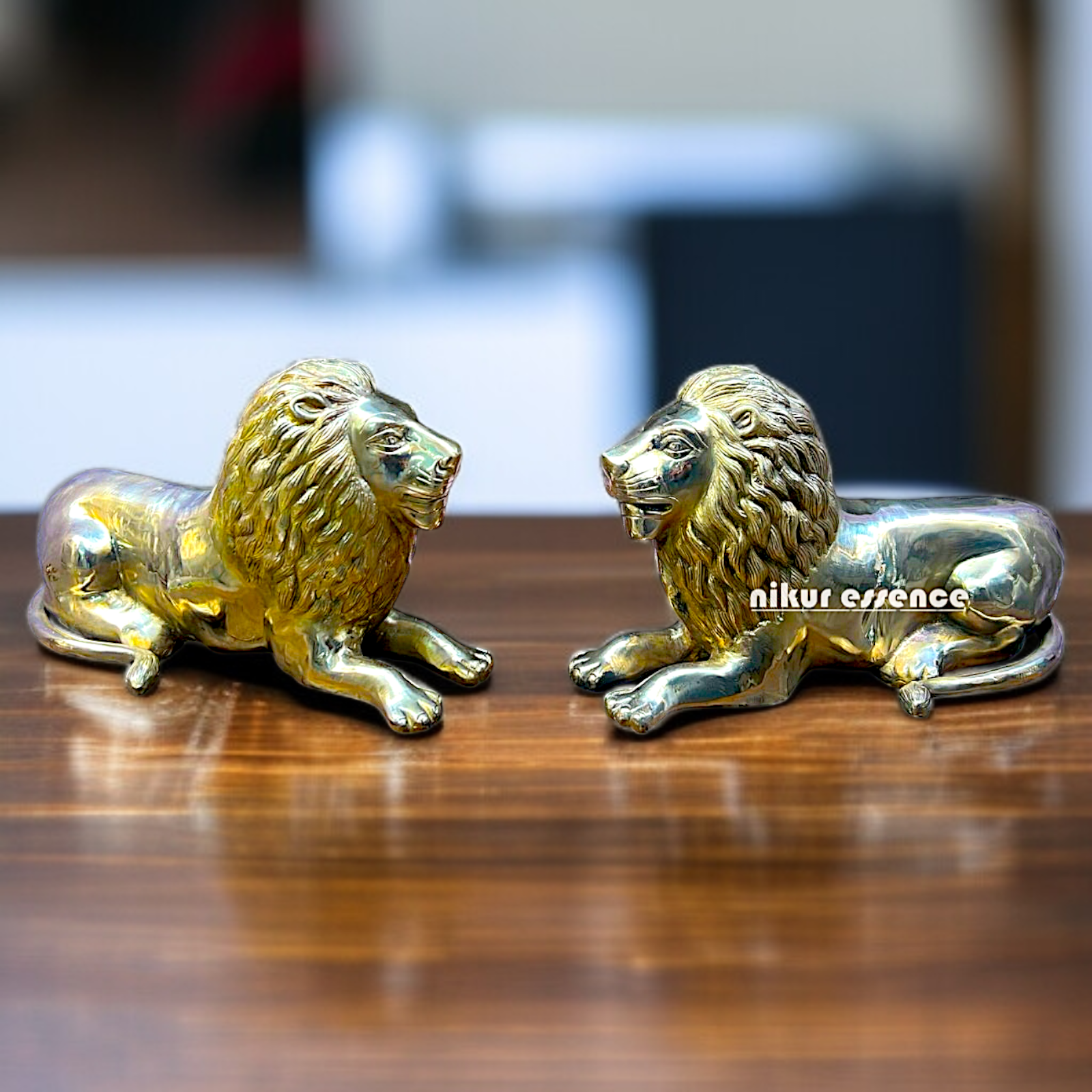 The Lion Pair Decor Room Brass statue - 15 Inches Nikuressence