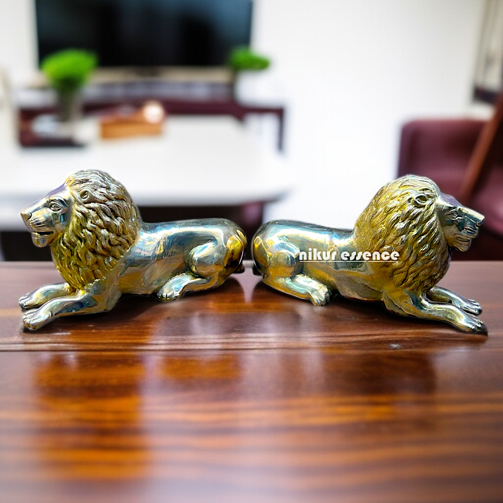 The Lion Pair Decor Room Brass statue - 15 Inches Nikuressence