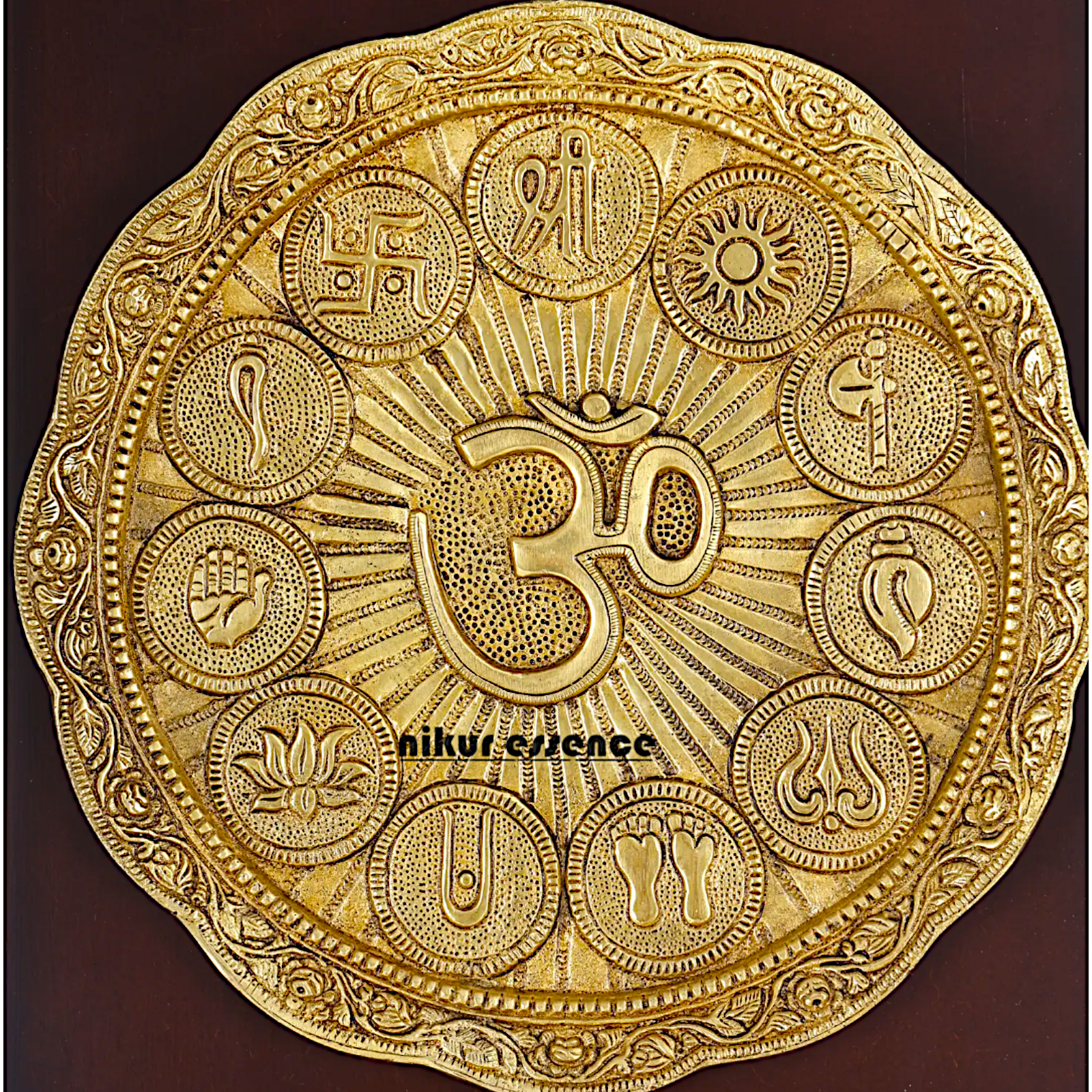 Pure Brass Big Om Symbol wall art hanging panel - 16 Inches Nikuressence