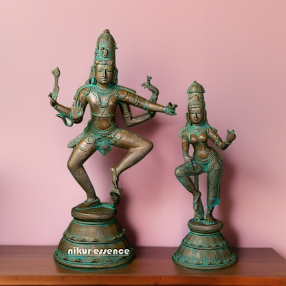 Brass Shiva with Parvati dancing statue - 22 Inches Nikuressence