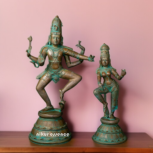 Brass Shiva with Parvati dancing statue - 22 Inches Nikuressence