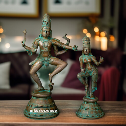 Brass Shiva with Parvati dancing statue - 22 Inches Nikuressence