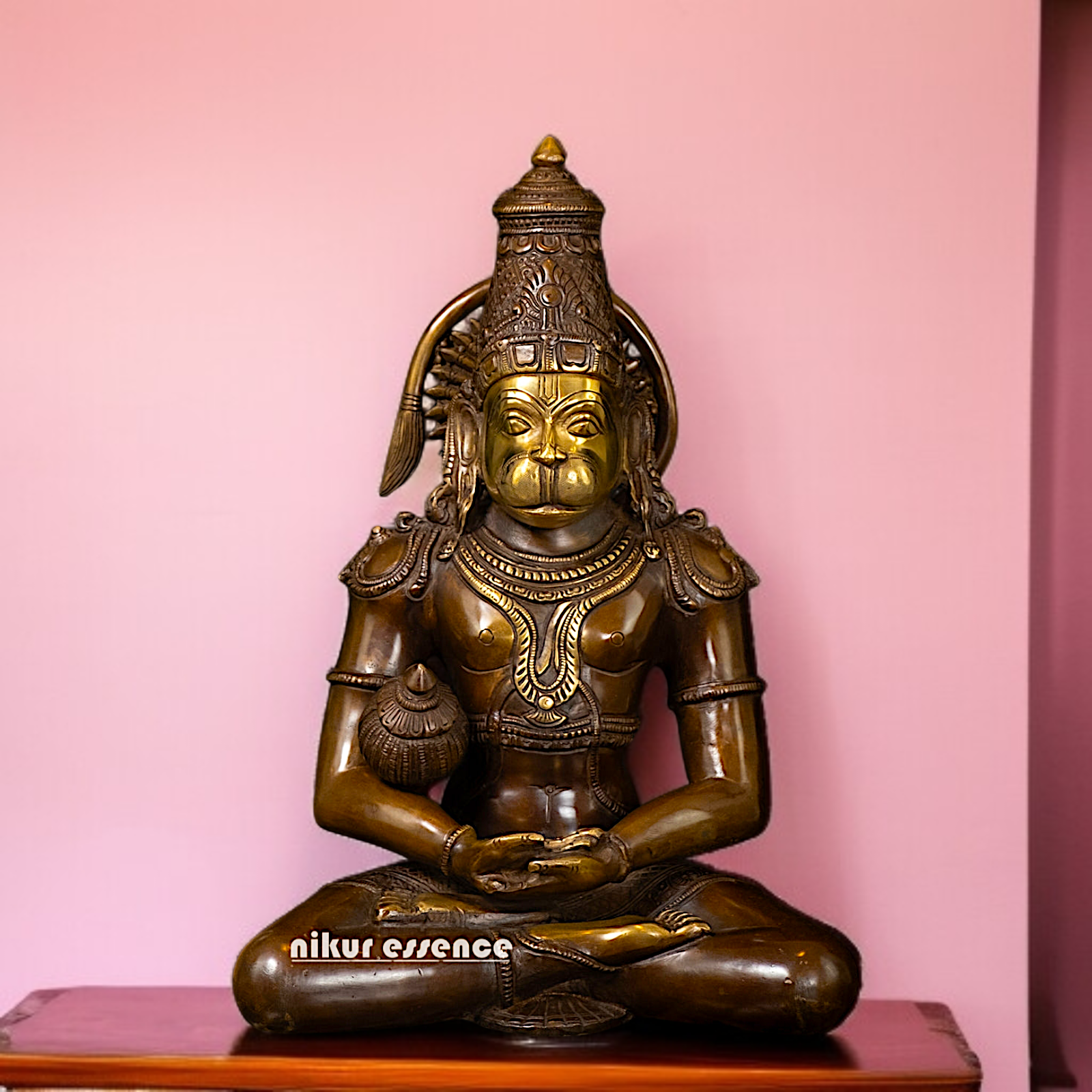 Buy Hanuman ji Sitting with meditation brass statue - 13 Inches Nikuressence