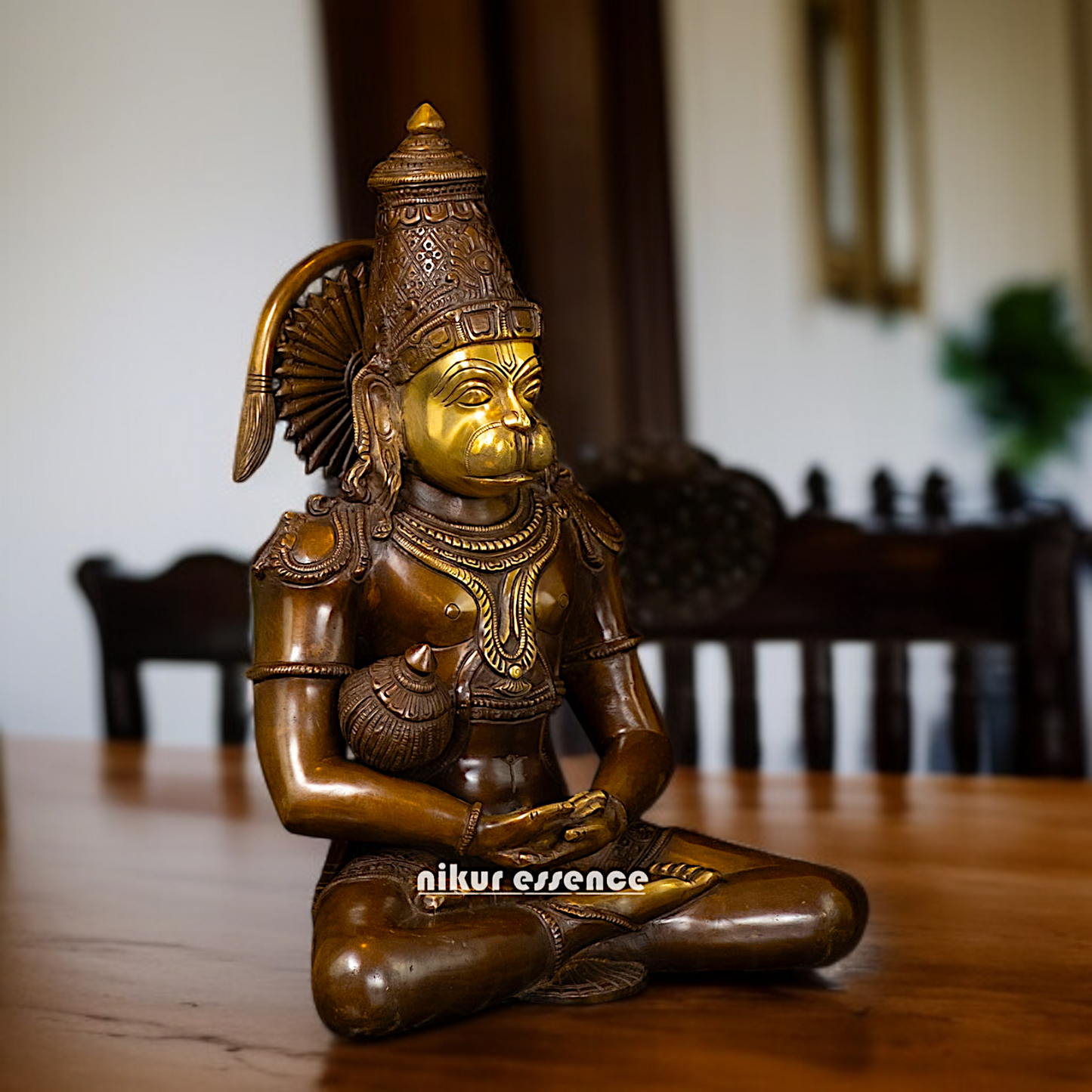 Buy Hanuman ji Sitting with meditation brass statue - 13 Inches Nikuressence