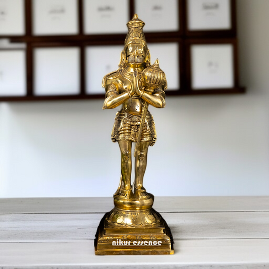 Big Hanuman ji namaskar with Gada Brass statue - 23 Inches Nikuressence