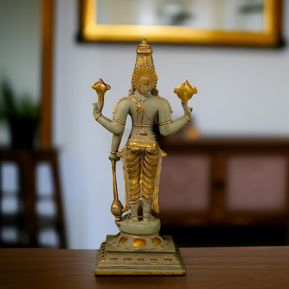 Brass Vishnu Standing holding Gada statue - 18 Inches Nikuressence