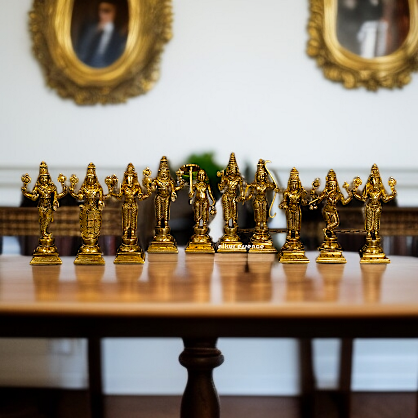 Brass Vishnu's Dashavatar Standing idol - 6 Inches Nikuressence