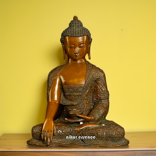 Online Buddha Sitting with meditation brass idol - 16 Inches Nikuressence