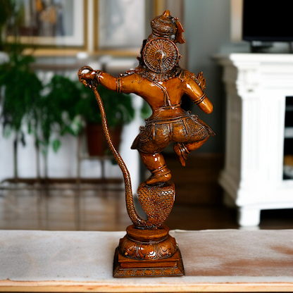 Large Brass Krishna Dancing on Kaliya statue - 35 Inches Nikuressence