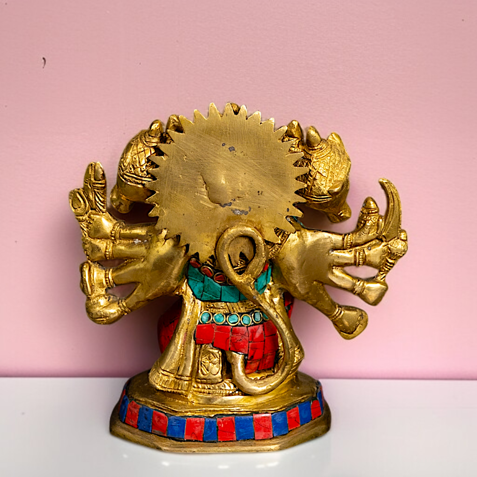 Buy Panchmukhi Hanuman ji with Blessing Brass stone work idol - 6 Inches Nikuressence