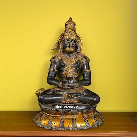 Hanuman ji Seated with meditation brass statue - 16 Inches Nikuressence