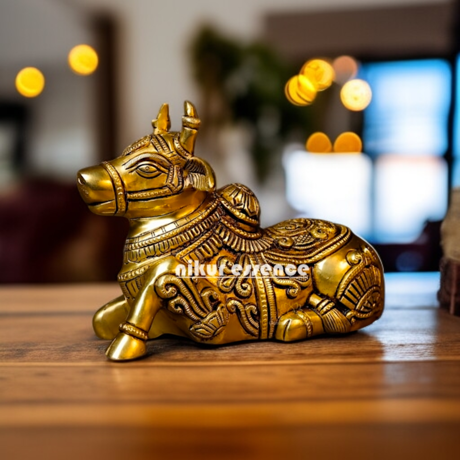 Pure Brass Nandi Bull Seated statue - 6.693 inches Nikuressence