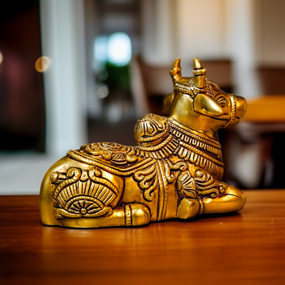 Pure Brass Nandi Bull Seated statue - 6.693 inches Nikuressence
