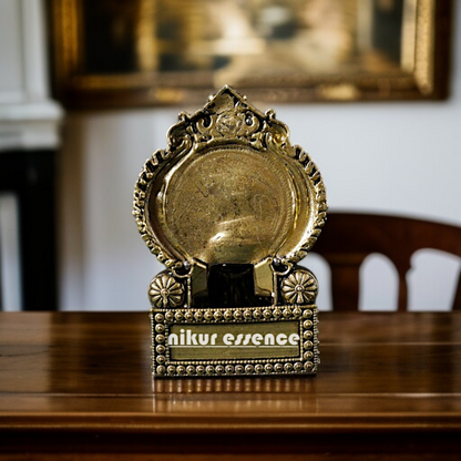 Ganpati blessing with seated on singhasan Brass idol - 4 Inches Nikuressence