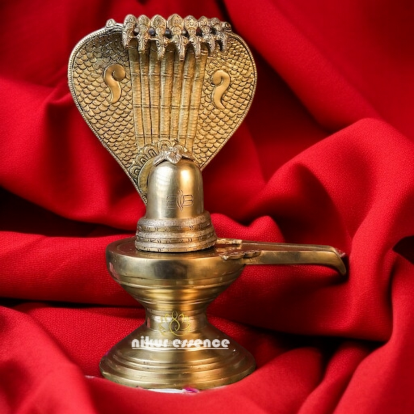 Shivling with sheshnag Solid Brass idol - 13 Inches Nikuressence
