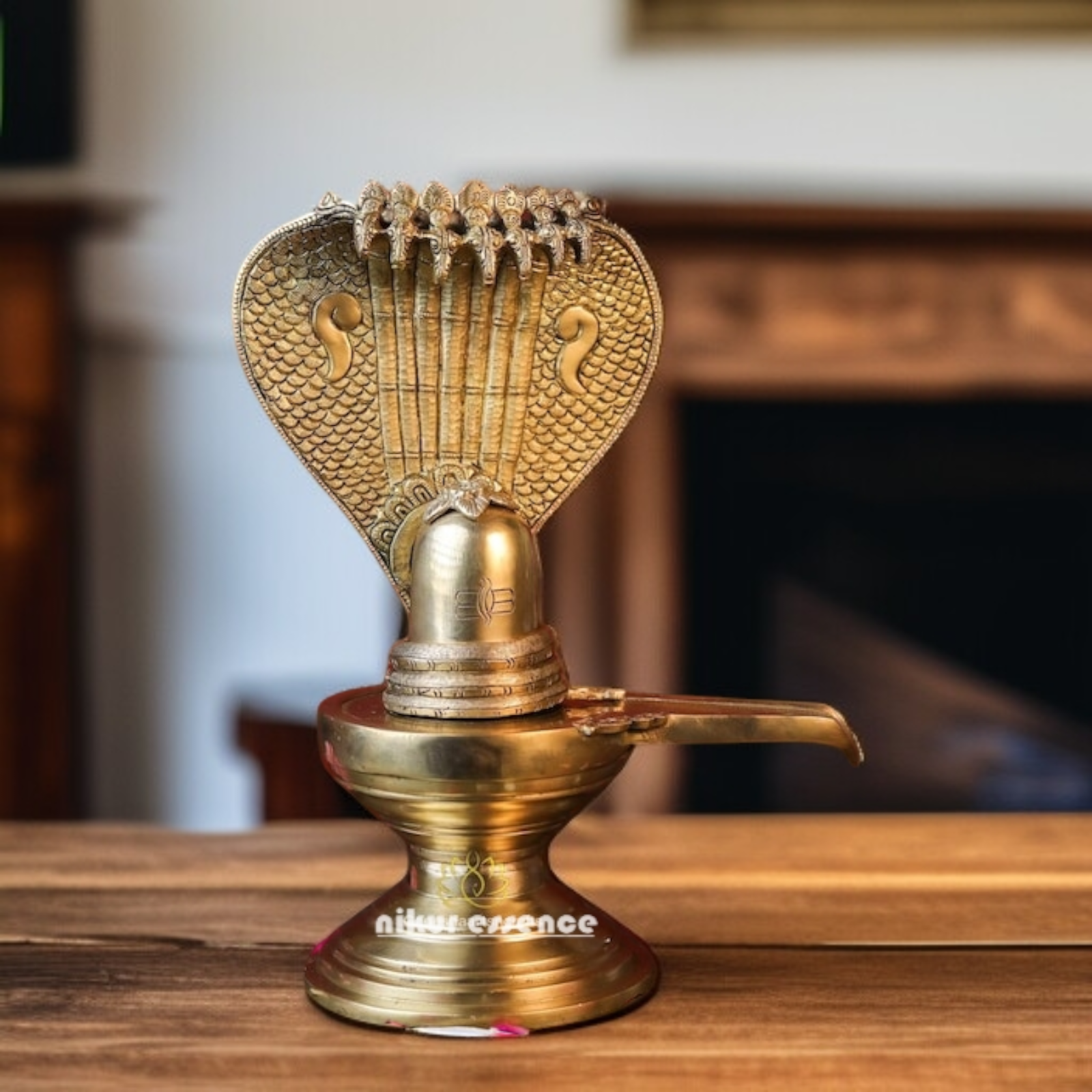 Shivling with sheshnag Solid Brass idol - 13 Inches Nikuressence