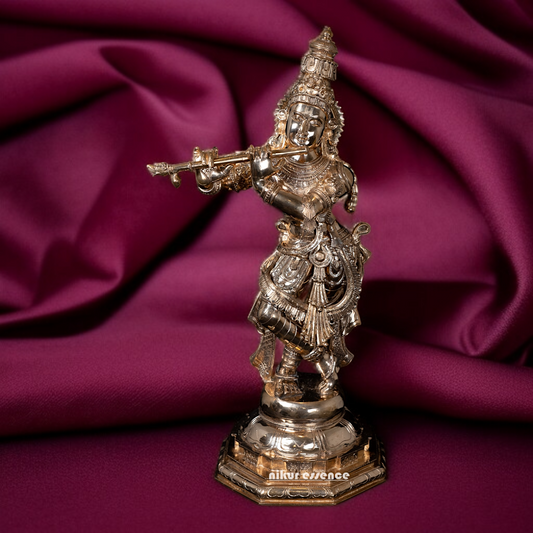 Panchaloha Krishna standing with Playing Flute statue - 27 Inches Nikuressence