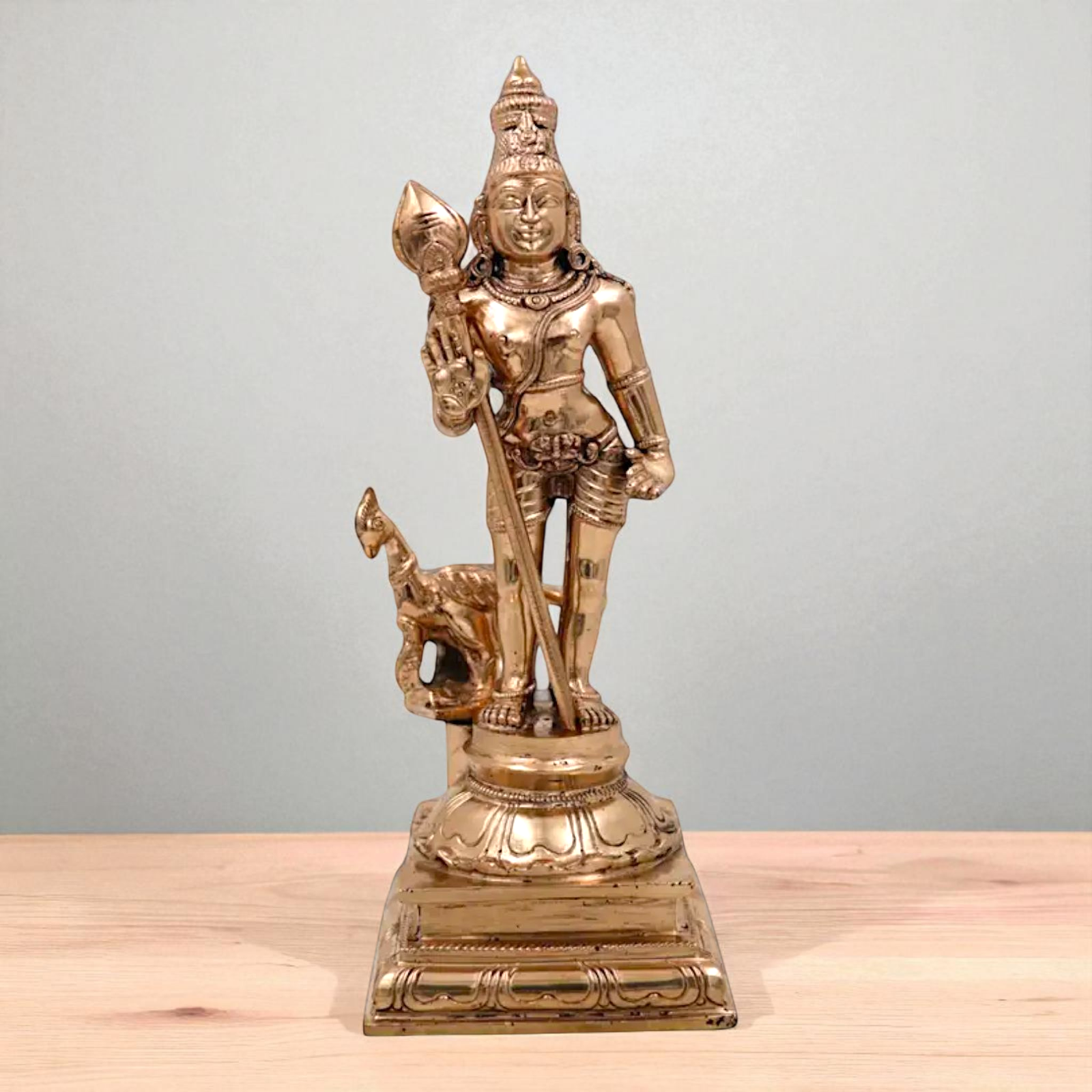 Lord Murugan Kartikeya Standing with peacock Panchaloha idol - 10 Inches Nikuressence