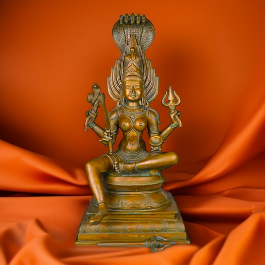 Goddess Mariamman Devi Blessing seated Panchaloha idol - 21.5 Inches Nikuressence