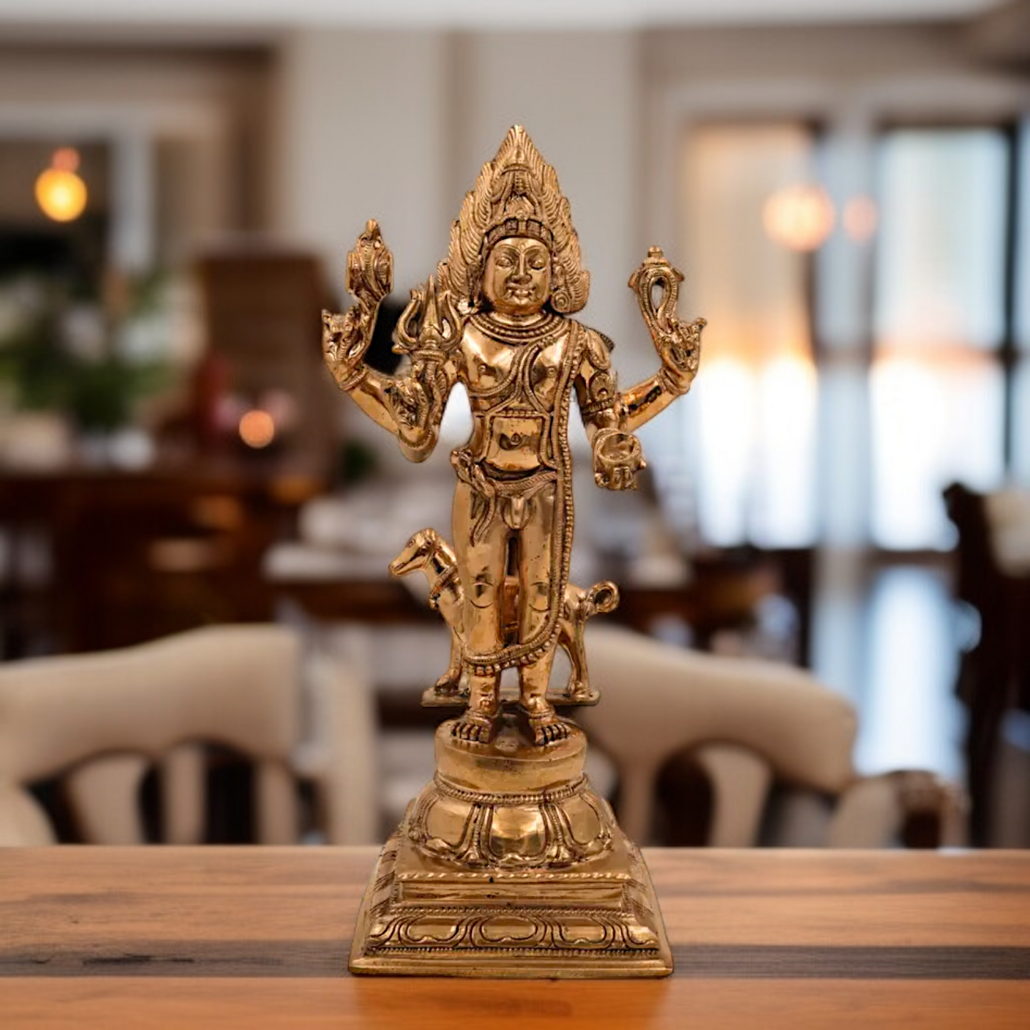 Lord kal Bhairav Shiva standing with dog Blessing Panchaloha idol - 13 Inches Nikuressence