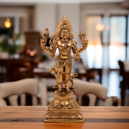 Lord kal Bhairav Shiva standing with dog Blessing Panchaloha idol - 13 Inches Nikuressence