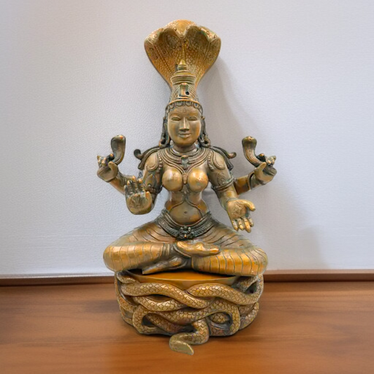 Goddess Manasa Naag Devi Panchaloha idol - 15.5 Inches Nikuressence