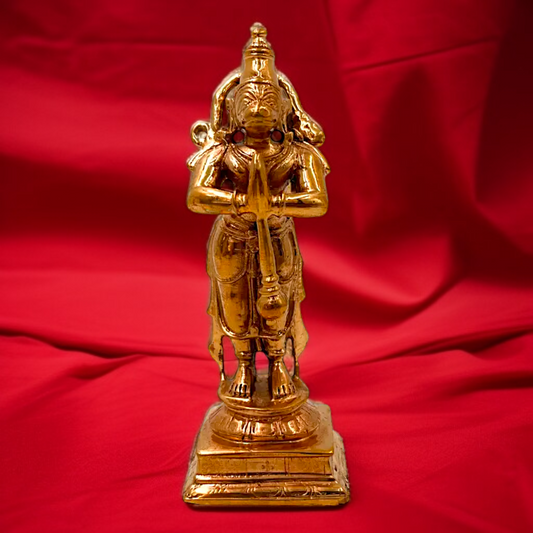 Hanuman ji monkey God Standing with namsakar pose hold mace Gada Panchaloha idol - 4 Inches Nikuressence