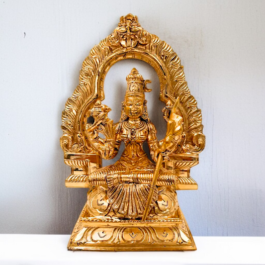 Bronze/Panchaloha Sundari Lalita Devi Seated with Blessing statue - 10 Inches Nikuressence