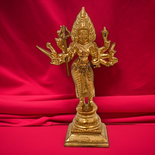 Goddess Mariamman Silai Durga Standing bronze/Panchaloha idol - 6.5 Inches Nikuressence