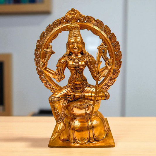 Bronze/Panchaloha Raja Rajeshwari Blessing seated statue - 1 Feet Nikuressence