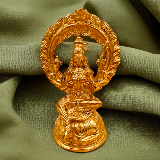 Goddess Raja Rajeshwari Blessing Seated Panchaloha bronze idol - 8 Inches Nikuressence