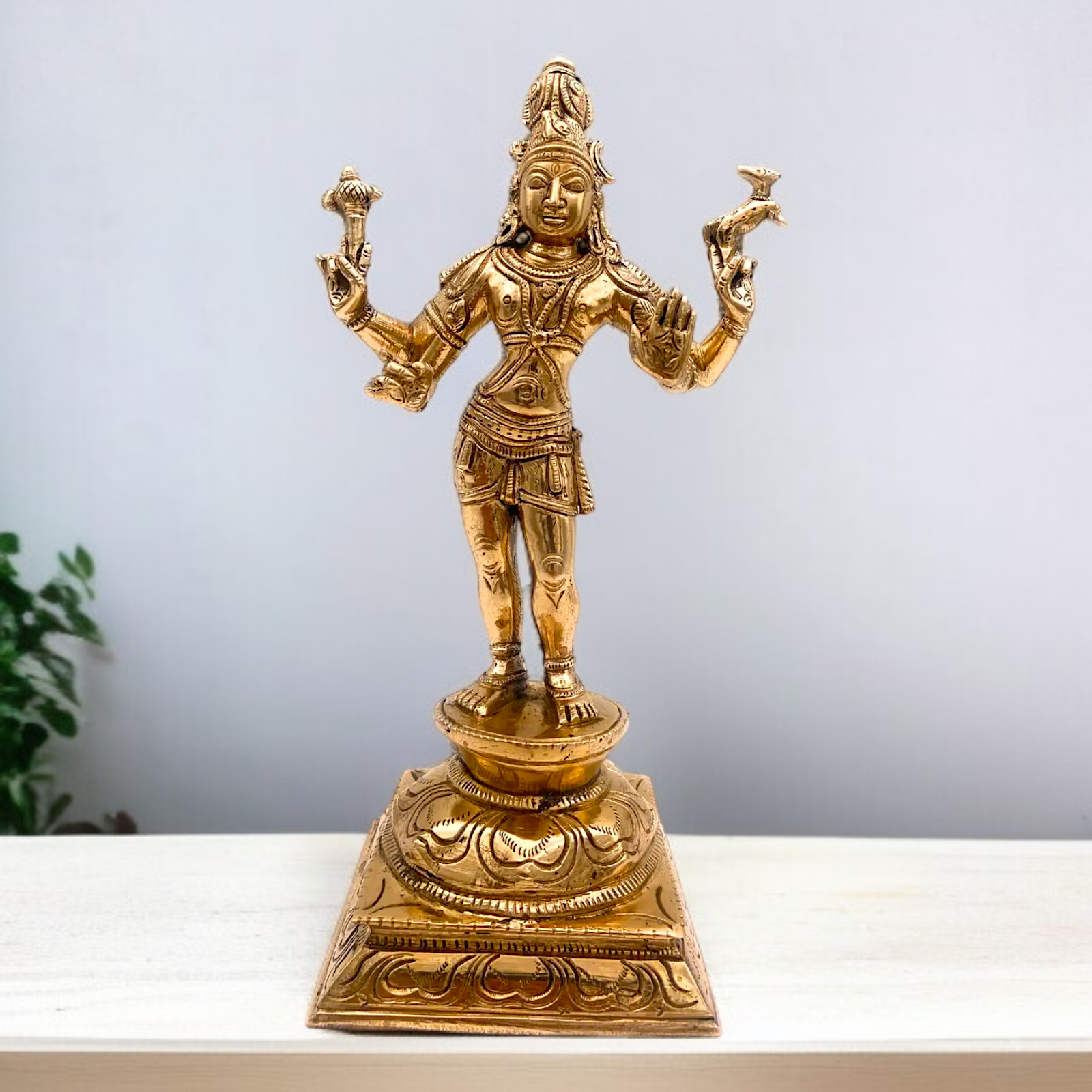 Bronze/Panchaloha shiva Standing with Blessing statue - 10 Inches Nikuressence