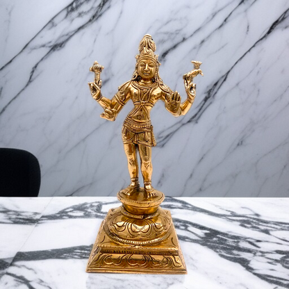 Bronze/Panchaloha shiva Standing with Blessing statue - 10 Inches Nikuressence