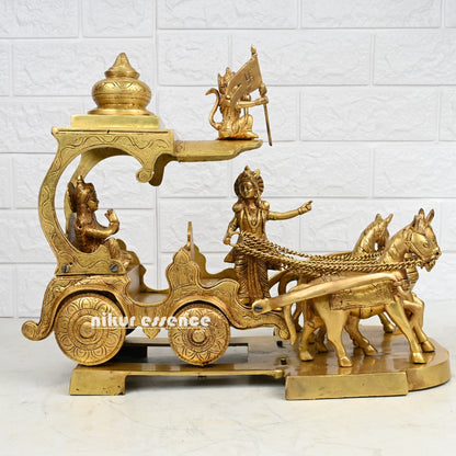 Brass online Lord Krishna Arjun Ratha by Nikur Essence - 14 inches height