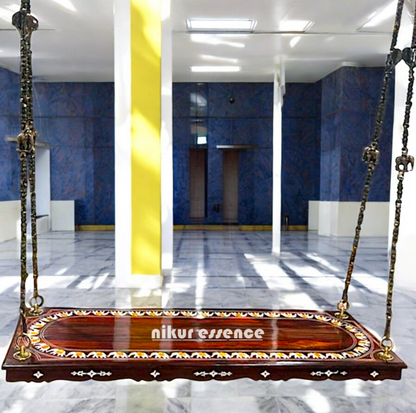 Handcrafted Rosewood Oonjal (Swing/Jhoola) – Traditional & Luxury Wooden Swing with Solid Brass Chains