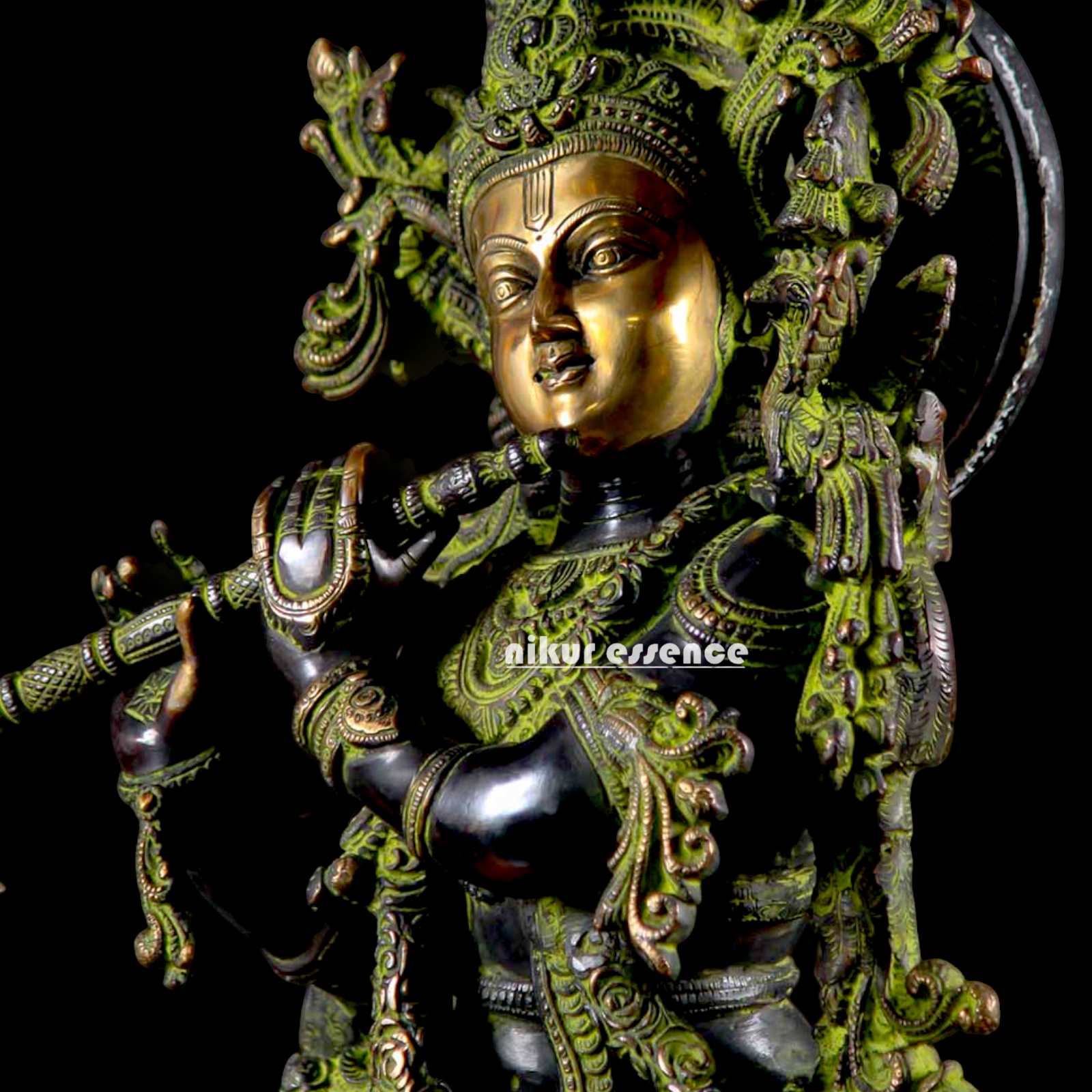 Shop Krishna Bhagwan Playing Flute Brass idol - 28 Inch