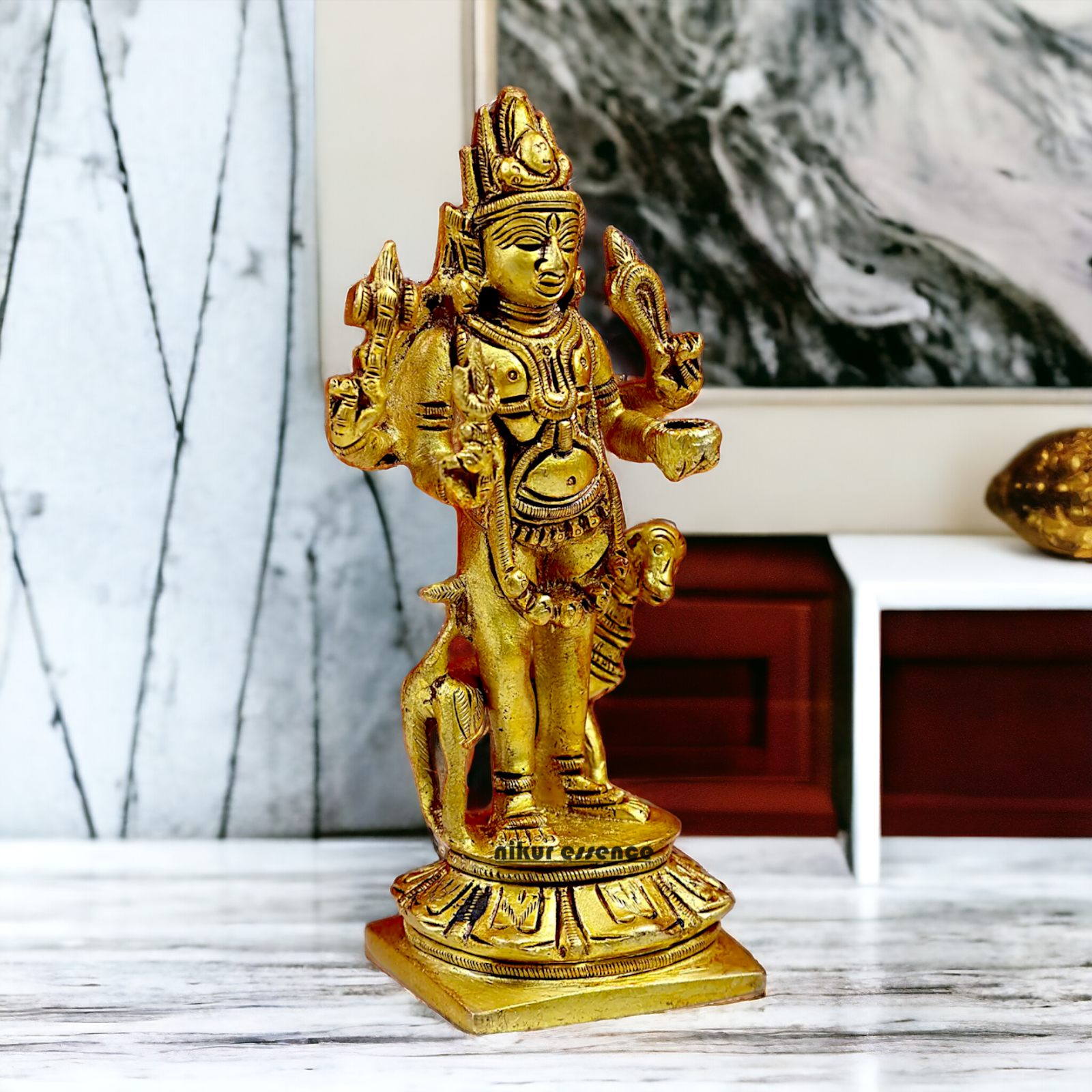 Lord Bhairava Baba Solid Brass idol - 5.8 inches