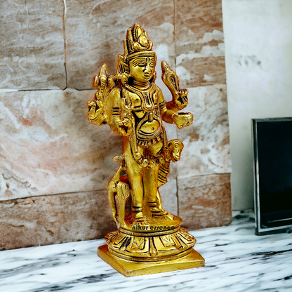 Lord Bhairava Baba Solid Brass idol - 5.8 inches