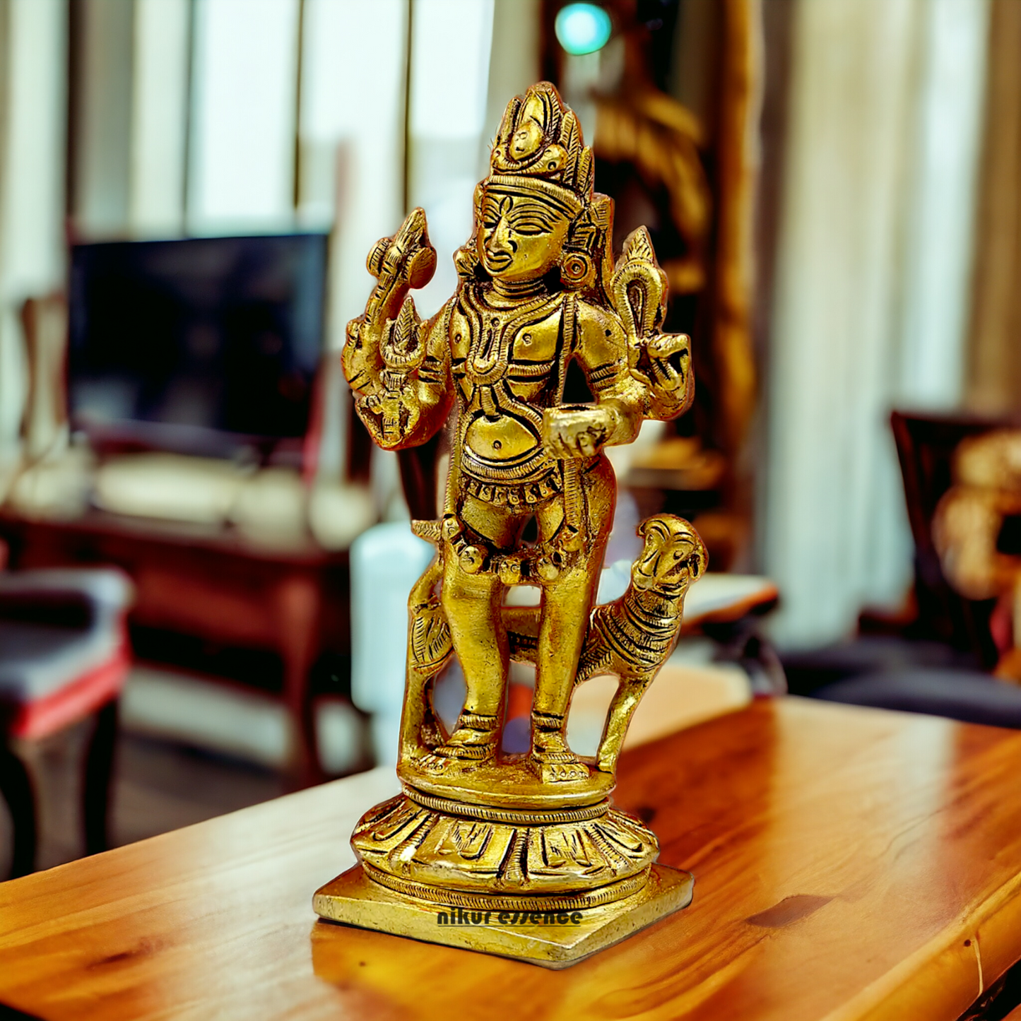 Lord Bhairava Baba Solid Brass idol - 5.8 inches