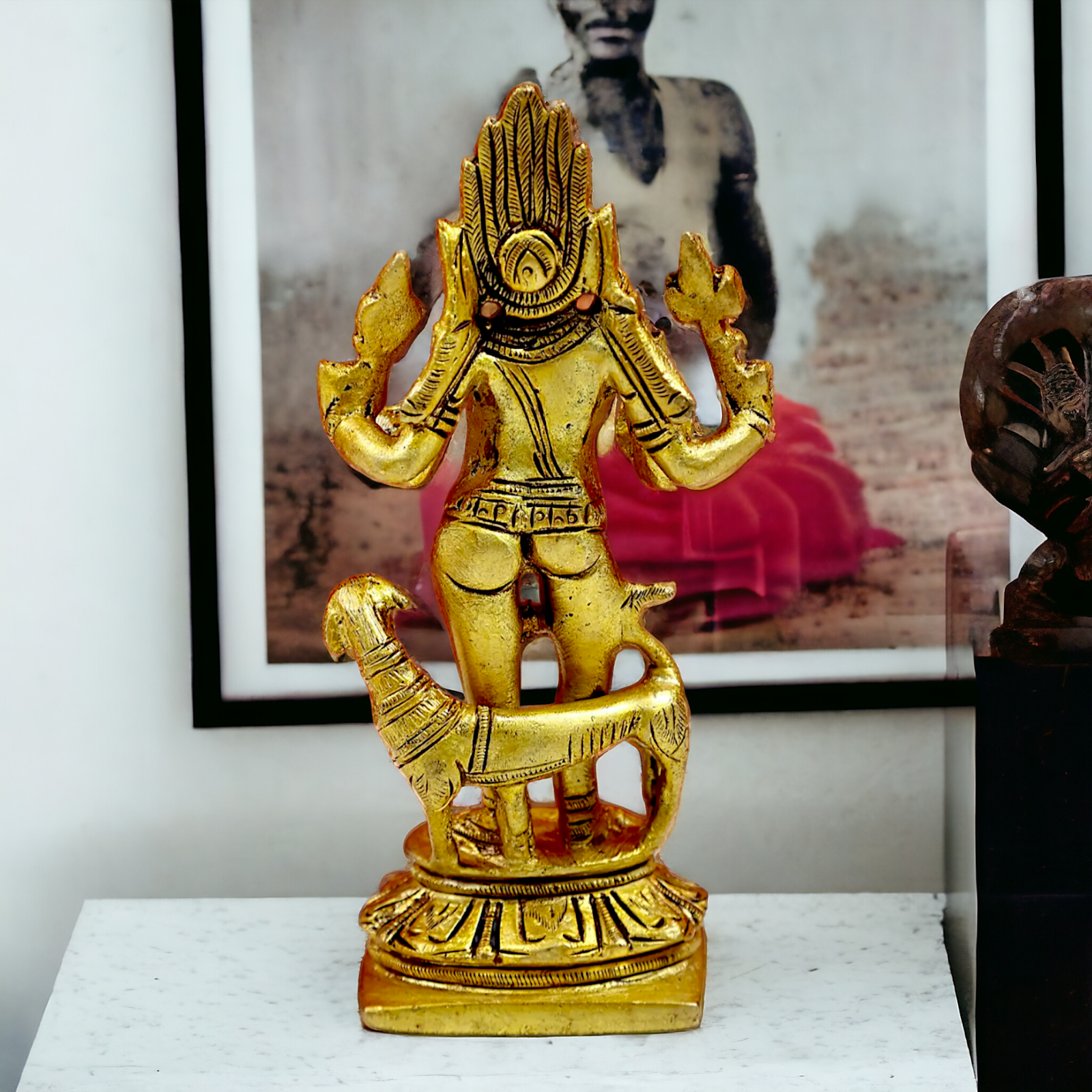 Lord Bhairava Baba Solid Brass idol - 5.8 inches