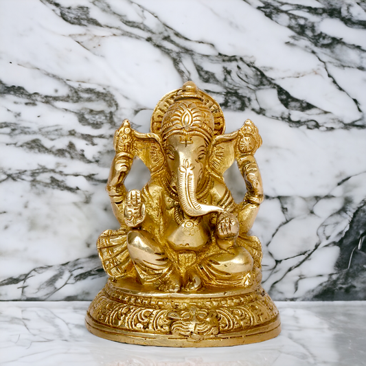 Shop Ganpati Ganesha Sitting solid brass statue - 5 inches