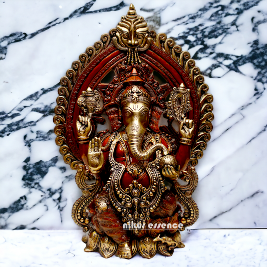 Large Ganesha Ganpati Sitting on Lotus brass idol- 25 inches Nikuressence