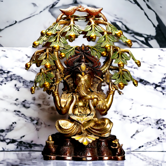 Lord Ganesha Ganpati with Tree brass idol - 24 inches