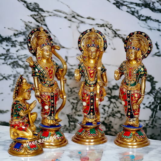 Shop Ram Darbar Parivar Brass with Stone Work idol - 12.5 inch