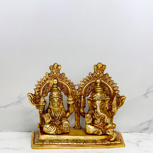 Buy Lakshmi Ganesh Solid brass idol - 4.5 inches