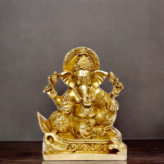 Solid Brass Ganpati Ganesha idol - 5.5 inches